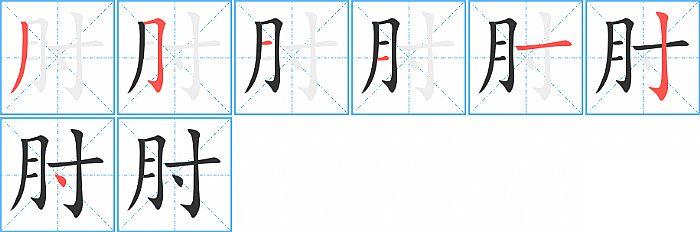 肘的笔顺笔画顺序写法图片演示