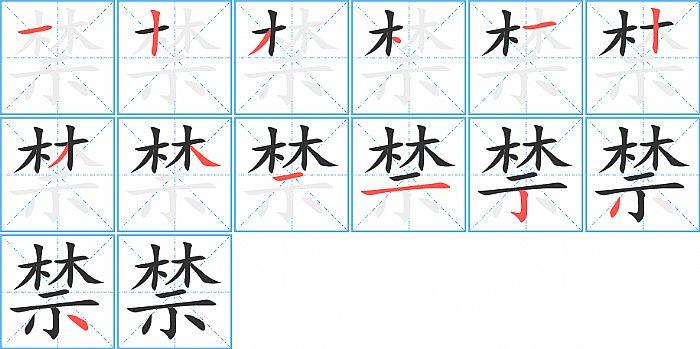 禁的笔顺笔画顺序写法图片演示