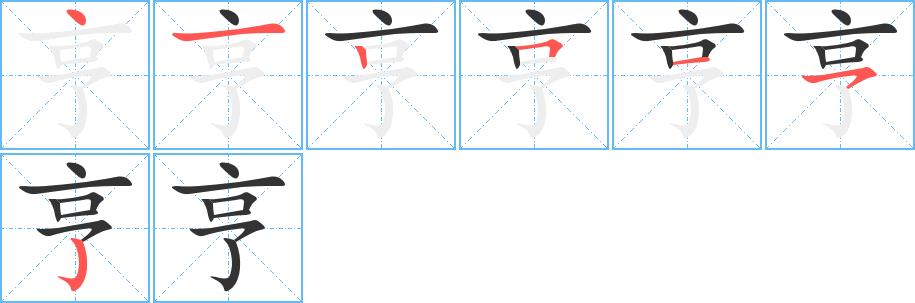 亨的笔顺笔画顺序怎么写亨字笔顺在田字格正确的写法